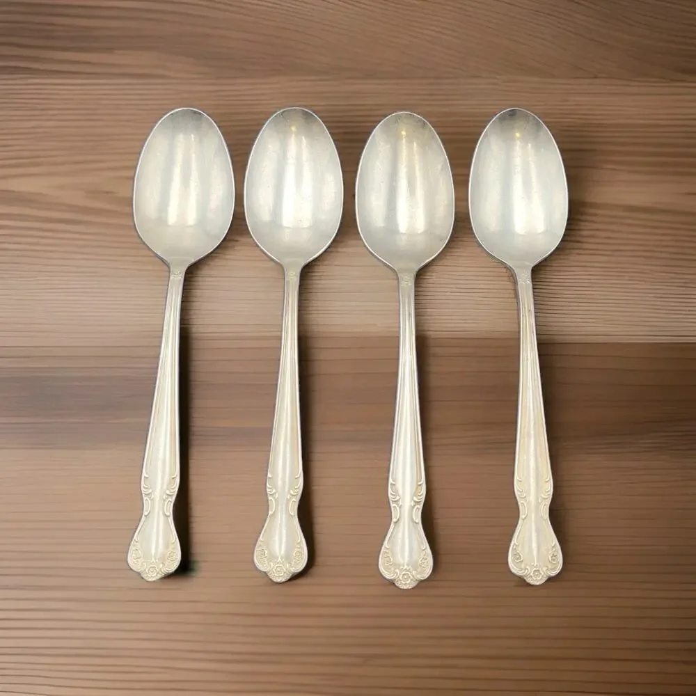 Rogers Brothers Daybreak Elegant Lady Set 4 Teaspoons Reinforced Plate IS